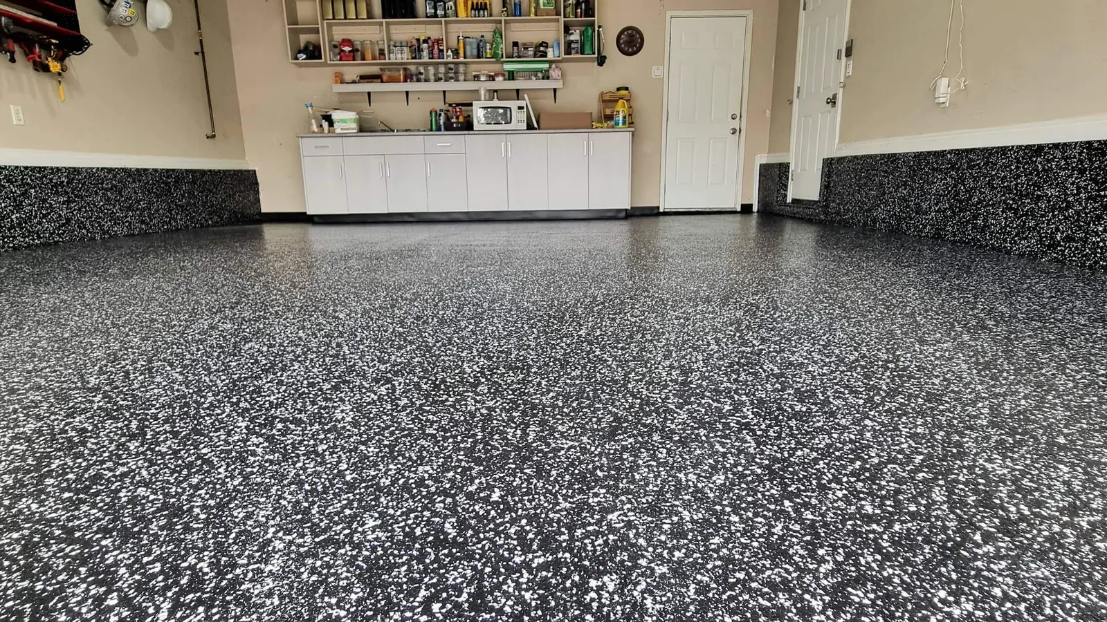 Raven full flake epoxy garage floor Edmonton