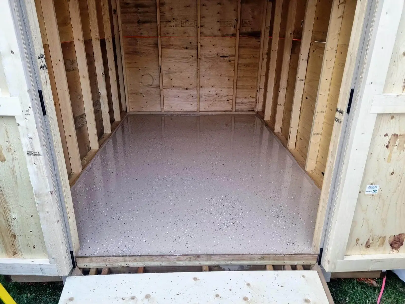 Epoxy coated shed floor Edmonton